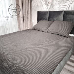 KOMPLET POŚCIELI Z KORY KOŁDRA 140×200 PODUSZKA 70X80 GRAFIT KORA BAWEŁNIANA PRODUCENT