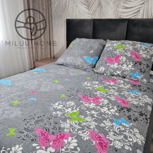 KOMPLET POŚCIELI Z KORY KOŁDRA 160×200 2XPODUSZKA 70X80 MOTYLE KORA BAWEŁNIANA PRODUCENT