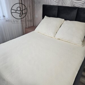 KOMPLET POŚCIELI Z KORY KOŁDRA 160×200 2XPODUSZKA 70X80 ECRU KORA BAWEŁNIANA PRODUCENT