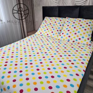 KOMPLET POŚCIELI Z KORY KOŁDRA 140×200 PODUSZKA 70X80 KOLOROWE KÓŁKA KORA BAWEŁNIANA PRODUCENT