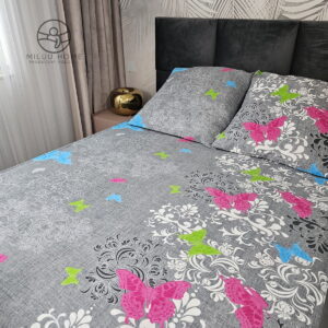 KOMPLET POŚCIEL FLANELOWA KOŁDRA 180×200 PODUSZKA 2X70X80 MOTYLE FLANELA BAWEŁNIANA PRODUCENT