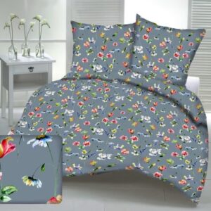 KOMPLET POŚCIELI Z KORY KOŁDRA 160×200 PODUSZKA 2X 70X80 KORA BAWEŁNIANA  A1147 GRAFIT PRODUCENT