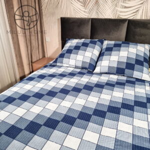 KOMPLET POŚCIELI Z KORY KOŁDRA 160×200 2XPODUSZKA 70X80 SZACHOWNICA KORA BAWEŁNIANA PRODUCENT