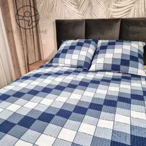 KOMPLET POŚCIELI Z KORY KOŁDRA 180×200 PODUSZKA 2X70X80 SZACHOWNICA KORA BAWEŁNIANA PRODUCENT