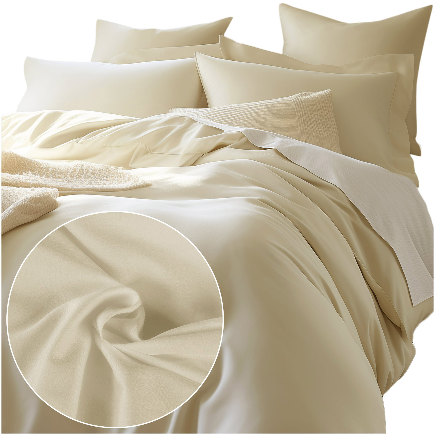 Pościel satyna bawełniana KREM 155/180x200 - obrazek 2