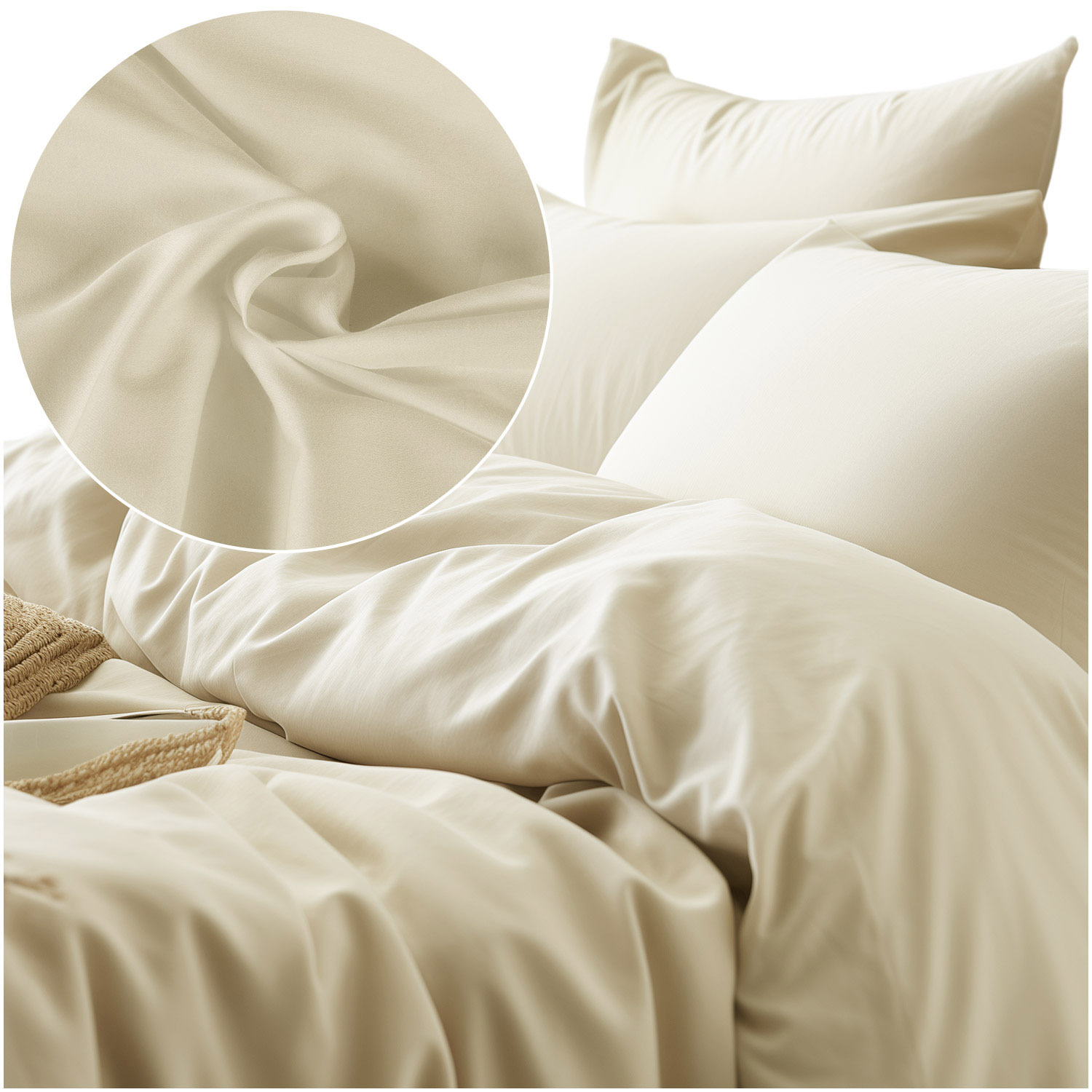 Pościel satyna bawełniana KREM 155/220x200 - obrazek 3