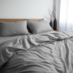 KOMPLET POŚCIEL SATYNA BAWEŁNIANA KOŁDRA 160X200 PODUSZKA 2X70X80 POPIEL 024 SATYNOWA PREMIUM