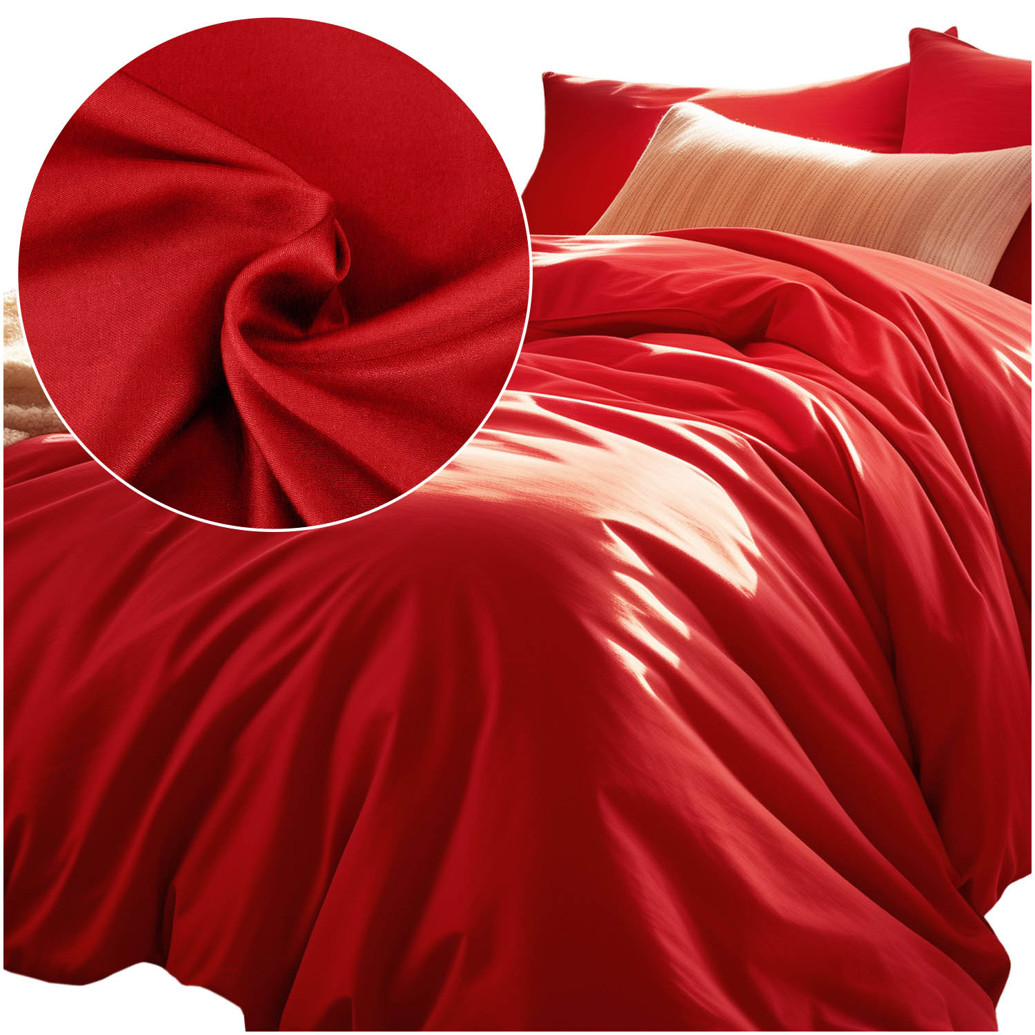 Pościel satyna bawełniana CZERWIEŃ 029/180x200