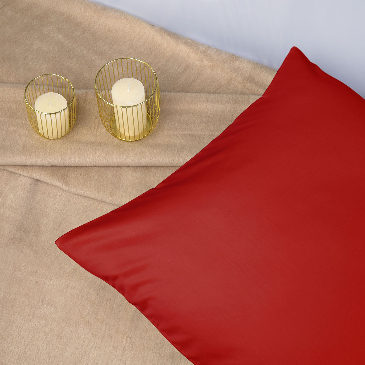 Pościel satyna bawełniana CZERWIEŃ 029/180x200 - obrazek 3