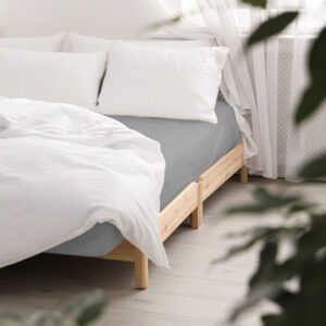 Prześcieradło satyna bawełniana z gumką popiel 024/140x200