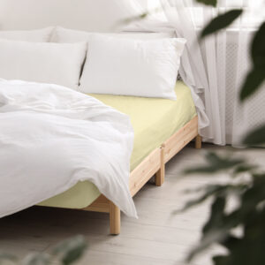 Prześcieradło satyna bawełniana z gumką krem 155/200x220