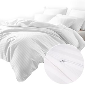 KOMPLET POŚCIEL SATYNA BAWEŁNIANA KOŁDRA 160X200 PODUSZKA 2X70X80 CIZGILI WHITE SATYNOWA PREMIUM