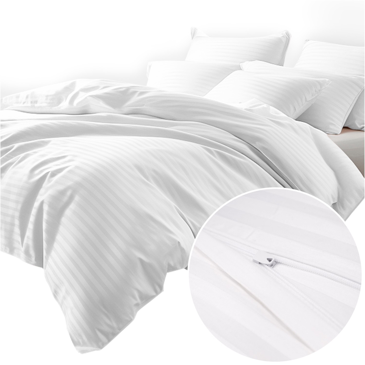 Pościel satyna bawełniana CIZGILI WHITE/140x200+1posz. 70x80 EXCLUSIVE