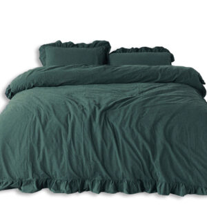 Pościel bawełniana DARK GREEN/160x200(P) STONEWASHED