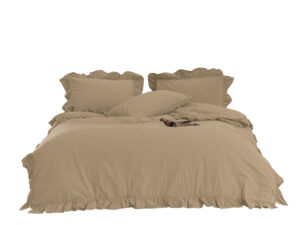 KOMPLET POŚCIEL BAWEŁNIANA KOŁDRA 220X200 PODUSZKA 2X70X80 AKDENIZ BEIGE BAWEŁNA 100% STONEWASHED