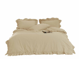 KOMPLET POŚCIEL BAWEŁNIANA KOŁDRA 220X200 PODUSZKA 2X70X80 AKDENIZ CREAM BAWEŁNA 100% STONEWASHED