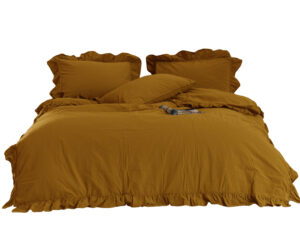 KOMPLET POŚCIEL BAWEŁNIANA KOŁDRA 220X200 PODUSZKA 2X70X80 MUSTARD BAWEŁNA 100% STONEWASHED