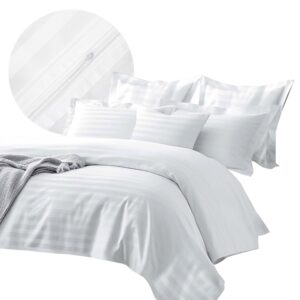 Pościel satyna bambusowo-bawełniana (P) STRIPE WHITE/140x200 +1x70x80 z listwą +2x40x40 BAMBOO