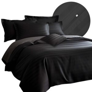 Pościel satyna bambusowo-bawełniana (P) STRIPE BLACK/140x200 +1x70x80 z listwą +2x40x40 BAMBOO