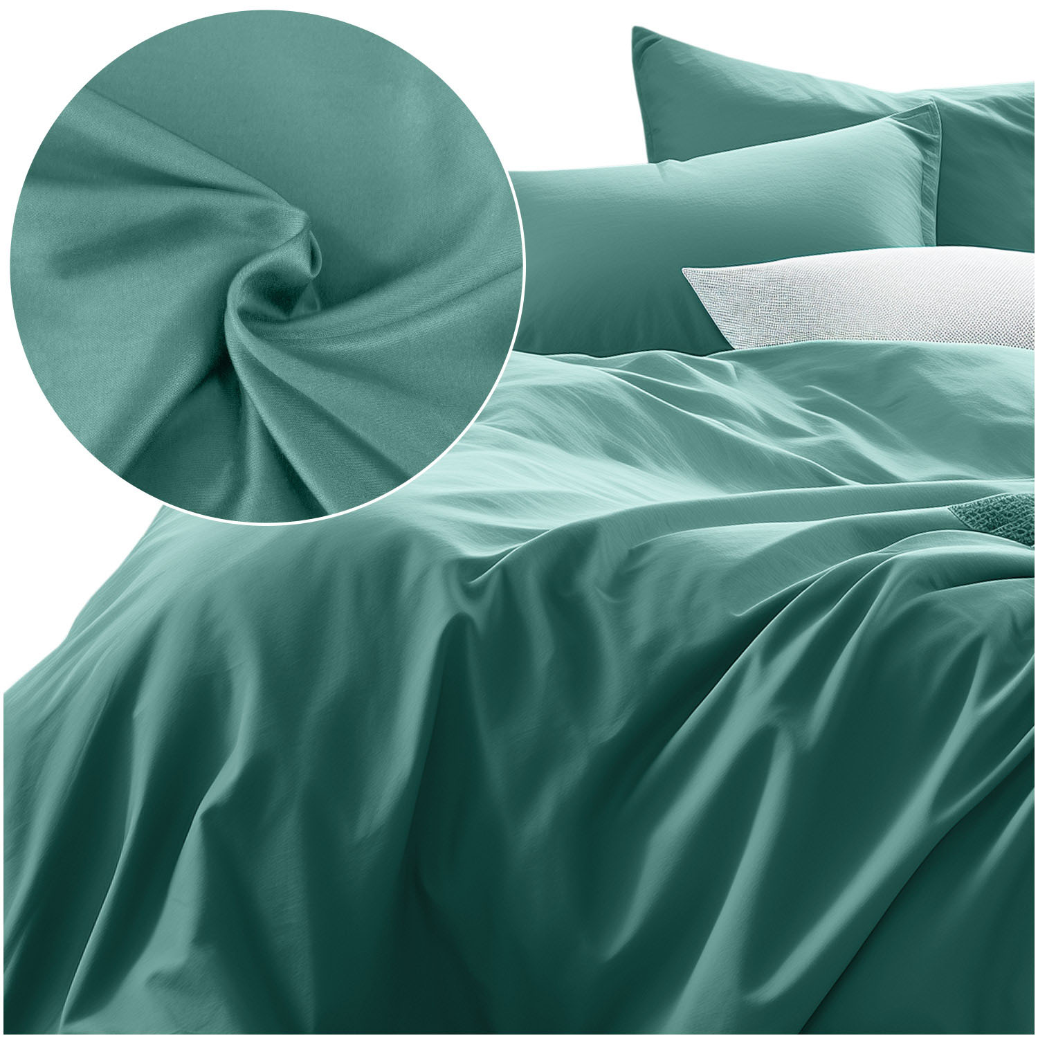 Pościel satyna bawełniana CIEMNY TURKUS 042/180x200 - obrazek 2