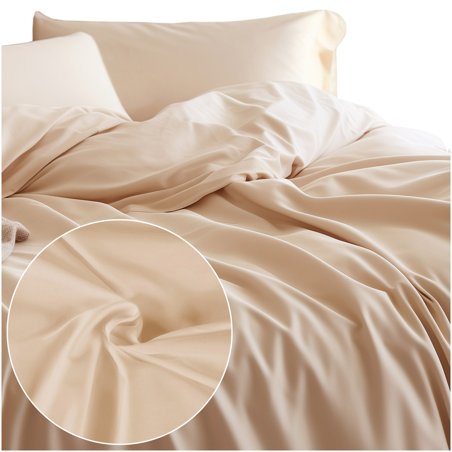 Pościel satyna bawełniana JASNY BEŻ 044/140x200+1posz.70x80 - obrazek 3