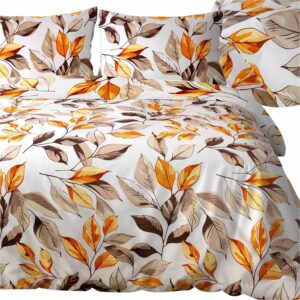 KOMPLET POŚCIEL SATYNA BAWEŁNIANA KOŁDRA 160X200 PODUSZKA 2X70X80 LEAVES SATYNOWA EXCLUSIVE