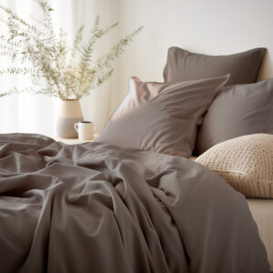 Pościel satyna bawełniana CIEMNY BEŻ 041/160x200