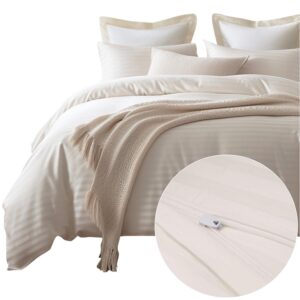 KOMPLET POŚCIEL SATYNA BAWEŁNIANA KOŁDRA 160X200 PODUSZKA 2X70X80 CIZGILI CREAM SATYNOWA PREMIUM