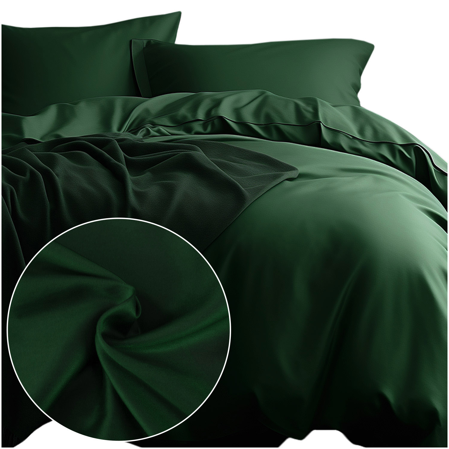 KOMPLET POŚCIEL SATYNA BAWEŁNIANA KOŁDRA 180X200 PODUSZKA 2X70X80 ZIELEŃ BUTELKOWA 036 SATYNOWA PREMIUM
