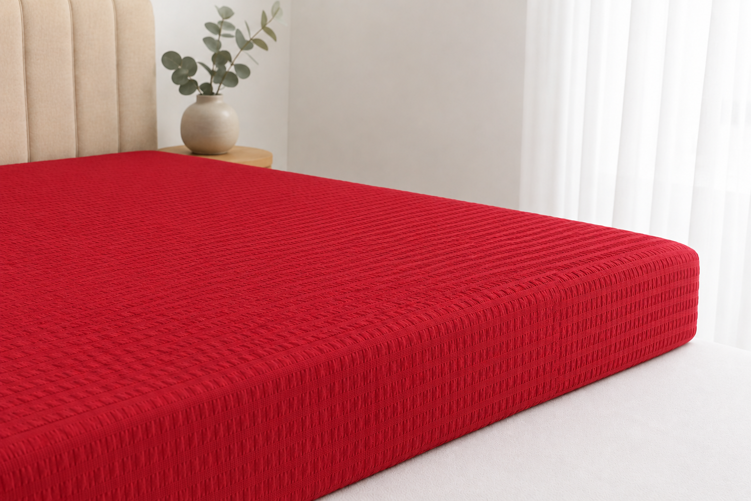 PRZEŚCIERADŁO Z KORY NA GUMKĘ ( Z GUMKĄ ) 120X200 CZERWONE BAWEŁNIANE PRODUCENT