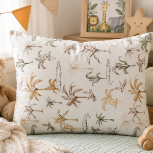 POSZEWKA Z SATYNY BAWEŁNIANEJ NA PODUSZKĘ DZIECIĘCA 50X60 SATYNA TROPICAL ISLAND BAWEŁNA 100% PRODUCENT ECRU