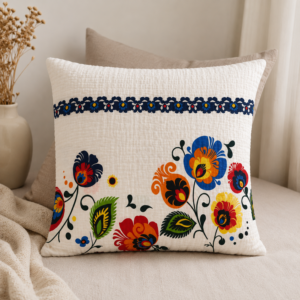 POSZEWKA Z KORY NA PODUSZKĘ JASIEK 40X40 FOLK BAWEŁNA 100% PRODUCENT