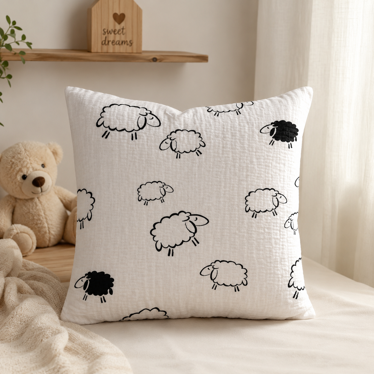 POSZEWKA Z KORY NA PODUSZKĘ JASIEK 40X40 BARANKI BIAŁA BAWEŁNA 100% PRODUCENT