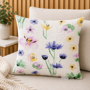 POSZEWKA Z KORY NA PODUSZKĘ JASIEK 40X40 KWIATY BIAŁA BAWEŁNA 100% PRODUCENT
