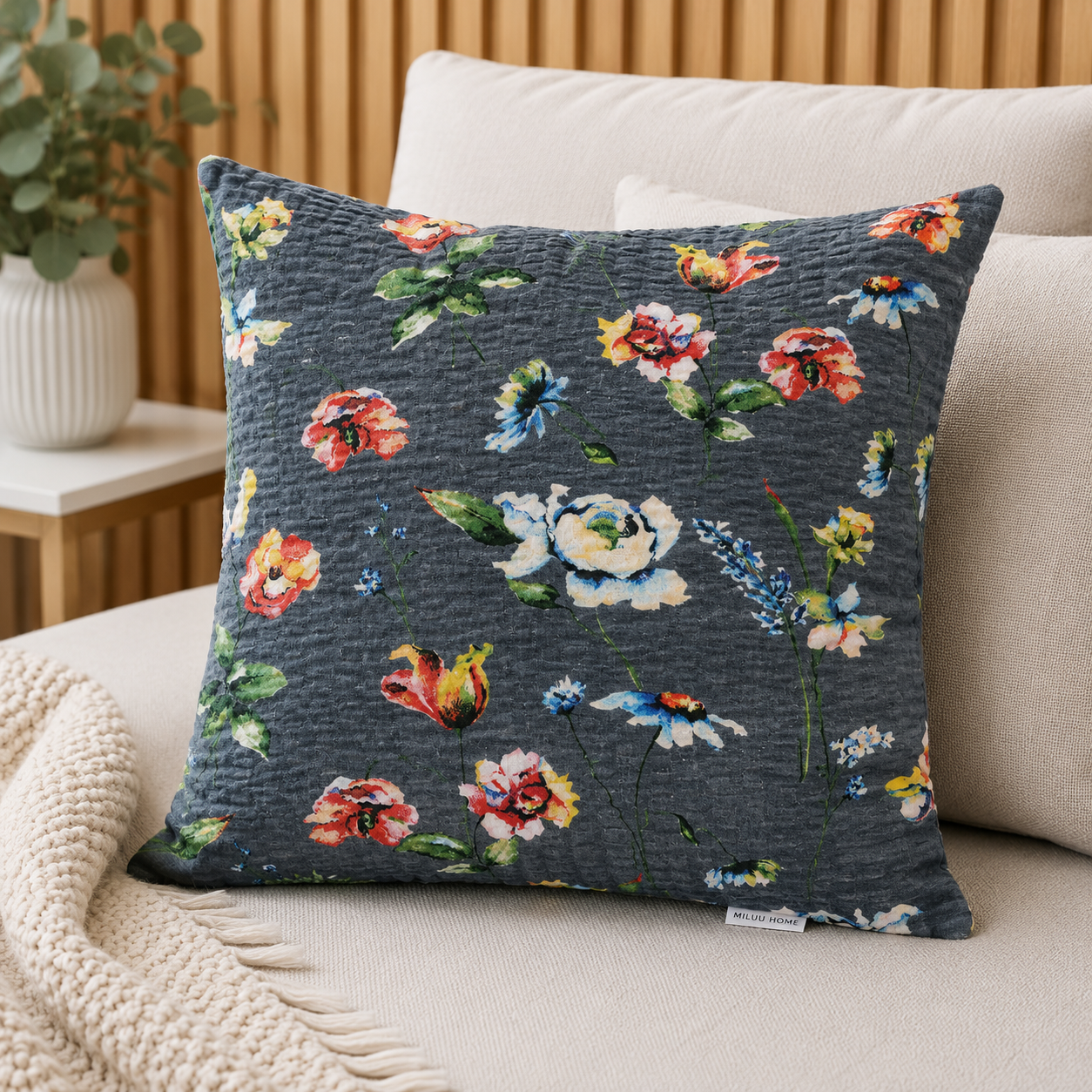 POSZEWKA Z KORY NA PODUSZKĘ JASIEK 40X40 1147 GRAFIT BAWEŁNA 100% PRODUCENT