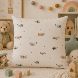POSZEWKA Z SATYNY BAWEŁNIANEJ NA PODUSZKĘ JASIEK DZIECIĘCA 40X40 SATYNA SAMOLOTY BAWEŁNA 100% PRODUCENT