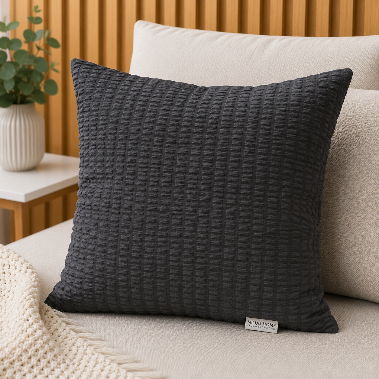 POSZEWKA Z KORY NA PODUSZKĘ JASIEK 40X40 GRAFIT BAWEŁNA 100% PRODUCENT