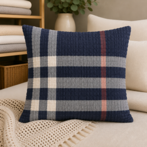 POSZEWKA Z KORY NA PODUSZKĘ JASIEK 40X40 KRATA GRANAT BAWEŁNA 100% PRODUCENT