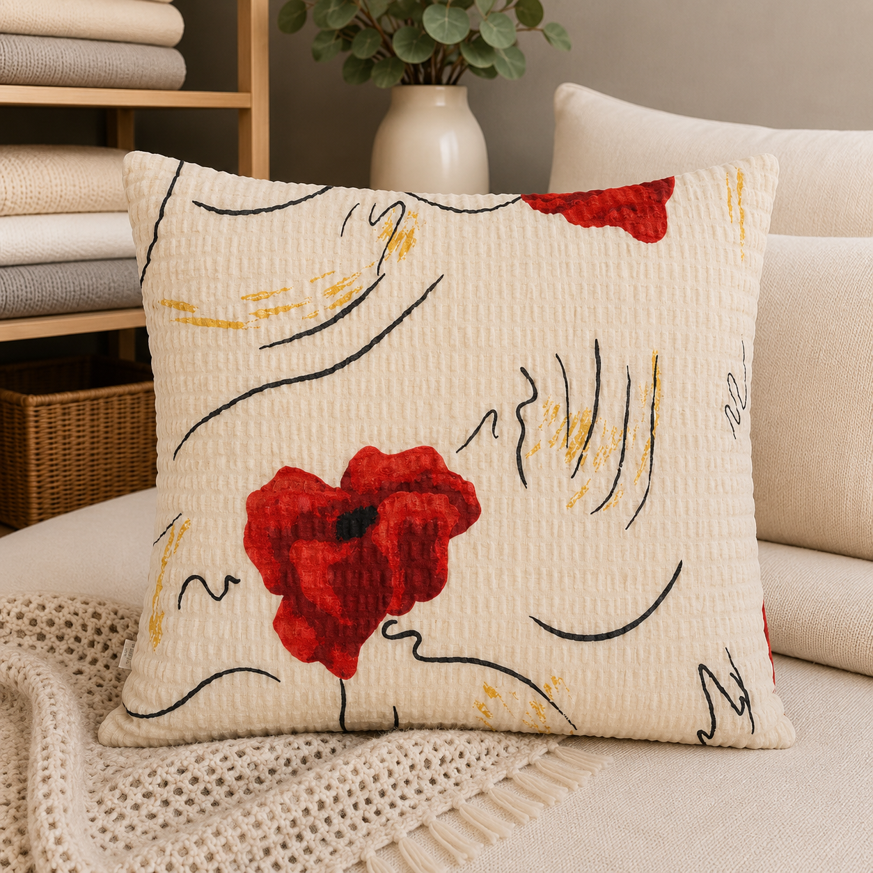 POSZEWKA Z KORY NA PODUSZKĘ JASIEK 40X40 MAKI BAWEŁNA 100% PRODUCENT