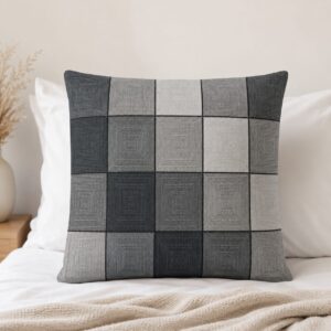 POSZEWKA Z KORY NA PODUSZKĘ JASIEK 40X40 SZACHOWNICA SZARA BAWEŁNA 100% PRODUCENT