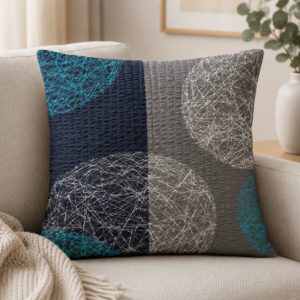 POSZEWKA Z KORY NA PODUSZKĘ JASIEK 40X40 GEOMETRIA SZARY/GRANAT BAWEŁNA 100% PRODUCENT