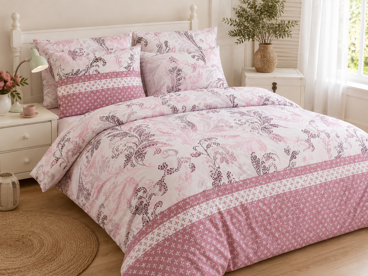 KOMPLET EKSKLUZYWNEJ POŚCIELI Z SATYNY BAWEŁNIANEJ 220X200 +2X PODUSZKA 70X80 SATYNA LUX 100% BAWEŁNA
