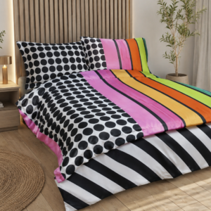 KOMPLET EKSKLUZYWNEJ POŚCIELI Z SATYNY BAWEŁNIANEJ 240X220 +2X PODUSZKA 70X80 SATYNA WIELOKOLOROWA LUX 100% BAWEŁNA