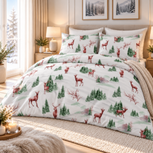 KOMPLET POŚCIEL FLANELOWA KOŁDRA 160×200 PODUSZKA 2X70X80 FLANELA DELUXE JELENIE BAWEŁNIANA PRODUCENT