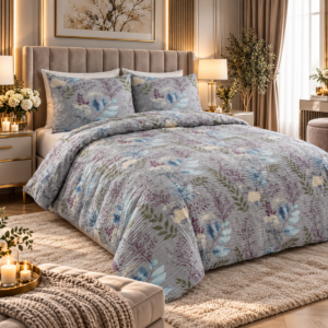KOMPLET POŚCIELI Z KORY KOŁDRA 180×200 2X PODUSZKA 70X80 KORA BAWEŁNIANA BOTANICA BLUE PRODUCENT