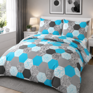 KOMPLET POŚCIELI Z KORY KOŁDRA 220×200 PODUSZKA 2X 70X80 LUX 978-5 GUZIK KORA BAWEŁNIANA PRODUCENT