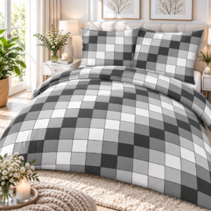 KOMPLET POŚCIELI Z KORY KOŁDRA 220×200 PODUSZKA 2X 70X80 KORA BAWEŁNIANA 1112 SZARA PRODUCENT