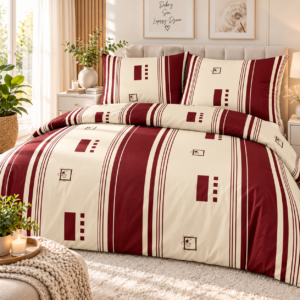KOMPLET POŚCIELI Z SATYNY BAWEŁNIANEJ 220X200 + 2X PODUSZKA 70X80 SATYNA R 174-1 PRODUCENT