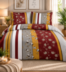 KOMPLET POŚCIELI Z SATYNY BAWEŁNIANEJ 220X200 + 2X PODUSZKA 70X80 SATYNA R 348-1 PRODUCENT