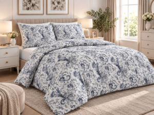 POŚCIEL BAWEŁNIANA DELUX 160x200 + POSZEWKA 70x80 NA ZAMEK SREBRNY ORNAMENT 100% BAWEŁNA PRODUCENT